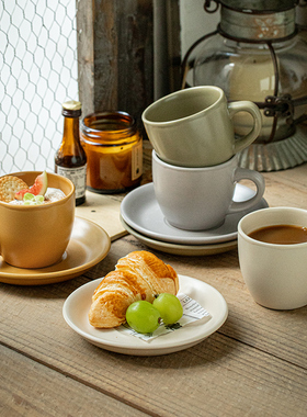 巷子尾4杯4碟复古意式浓缩杯拿铁咖啡杯套装陶瓷下午茶杯碟子