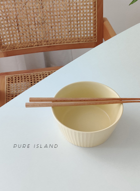 白屿 碗碟ins风麦片碗燕麦早餐水果沙拉碗盘奶油色一人食餐具套组