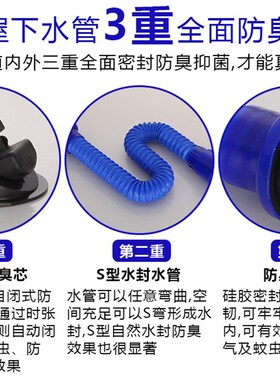 洗手面盆下水管防臭伸缩软管配件加长 洗脸池排水管下水器软管S弯
