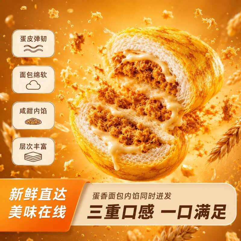 焙多士蛋皮吐司面包肉松沙拉夹心面包食品儿童营养早餐小零食糕点