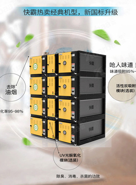 快霸油烟净化器UV光解净化除味一体餐饮酒店烟罩过滤器18000风量