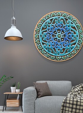 波西米亚普风花纹壁挂画复古墙画餐厅玄关过道走廊摩洛哥酒柜圆形