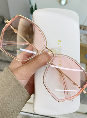 大脸女粉茶色韩版网红潮太阳镜