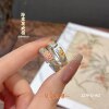 Pure silver 999.9 Begonia flower enamel ring