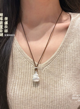 足银9999新中式蝴蝶葫芦项链