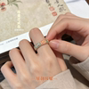 Pure silver 999.9 Begonia flower enamel ring