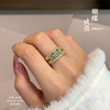 Pure silver 999.9 enamel butterfly gold ring for women