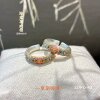 Pure silver 999.9 Begonia flower enamel ring