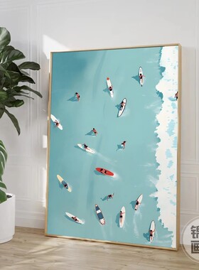 Nordic Summer Girl Swimming Pool Party Beach Ocean Poster