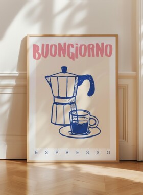 Retro Coffee Club Canvas Print Chic Food Beverage Art Poster
