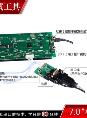 7寸串口屏 触摸 800*480 组态/1G/USB/SD/RTC/5-26V