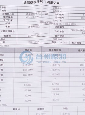 高精密螺纹环规塞规M115*2 M115*1.5*3可过计量 附出厂检测报告