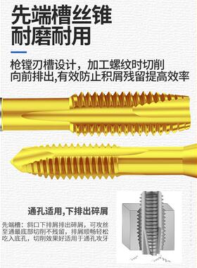 进口ET镀钛不锈钢用加长先端丝攻M1/2/6/8/10/16美制UNC深孔丝锥
