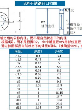 304不锈钢开口挡圈GB896E型卡环扣e形卡簧开口挡片 5折