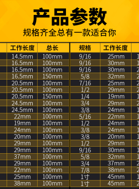 美制加长直槽丝锥3/8 7/16 1/2 9/16 8/5-12-14-16-18-20-24*130L