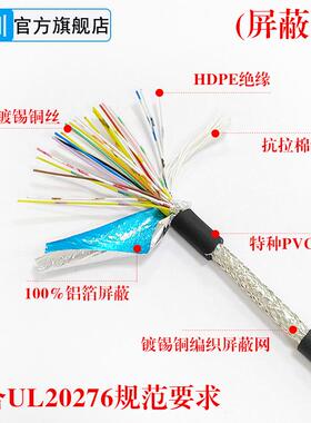 50/40/34/26/20/10芯柔性多芯控制讯号线带屏蔽电缆UL20276 28AWG