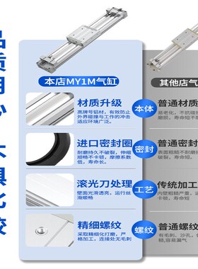 机械无杆气缸MY1M-16/20可调节长行程大推力气缸开关大全小型气动