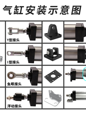 SC气缸标准附件大全连接件配件I/Y/CA/CB/FA/LB底座法兰鱼眼接头
