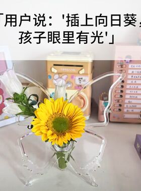 ins风透明蝴蝶花瓶桌面水培插花器家居客厅餐桌卧室艺术装饰摆件
