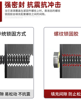 螺纹锁固胶液体防滑丝高强度厌氧胶水可拆卸密高温金属螺栓紧固剂