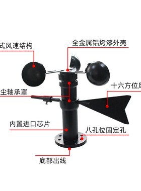 搜博风速风向一体感测器风向标变送器小型气象站工业RS485检测仪
