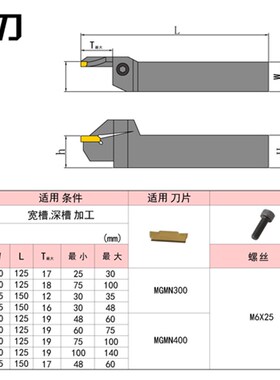 数控端面槽刀刀杆FGHH320/325/420/425-60-75外切槽切断刀 双头槽