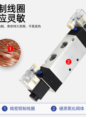4V420-06 DC12V DC24V AC110V AC220V AC36V双线圈两位五通电磁阀