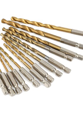 六角柄麻花钻头1.5-6.5mm 高速网电钻打孔木材塑料镀钛麻花钻组合