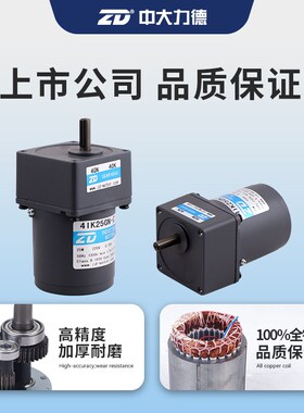 中大力德微型交流减速电机220V调速马达6-400W齿轮减速马达