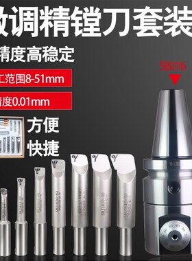 微调精镗刀可调式精密小孔镗刀套装加工中心精镗刀镗刀头SBJ刀杆