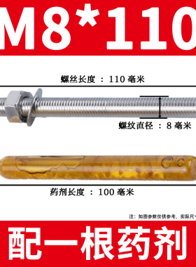 304不锈钢化学膨胀螺栓化学锚栓倒锥化学螺丝M8M10M12M14M16M30