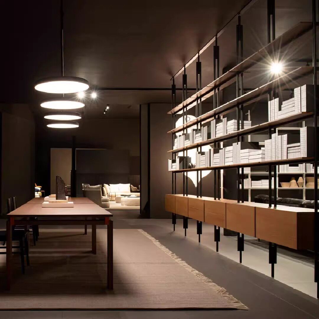 意式铁艺书架落地实木书柜极简书架客厅隔断架满墙书架多层置物架