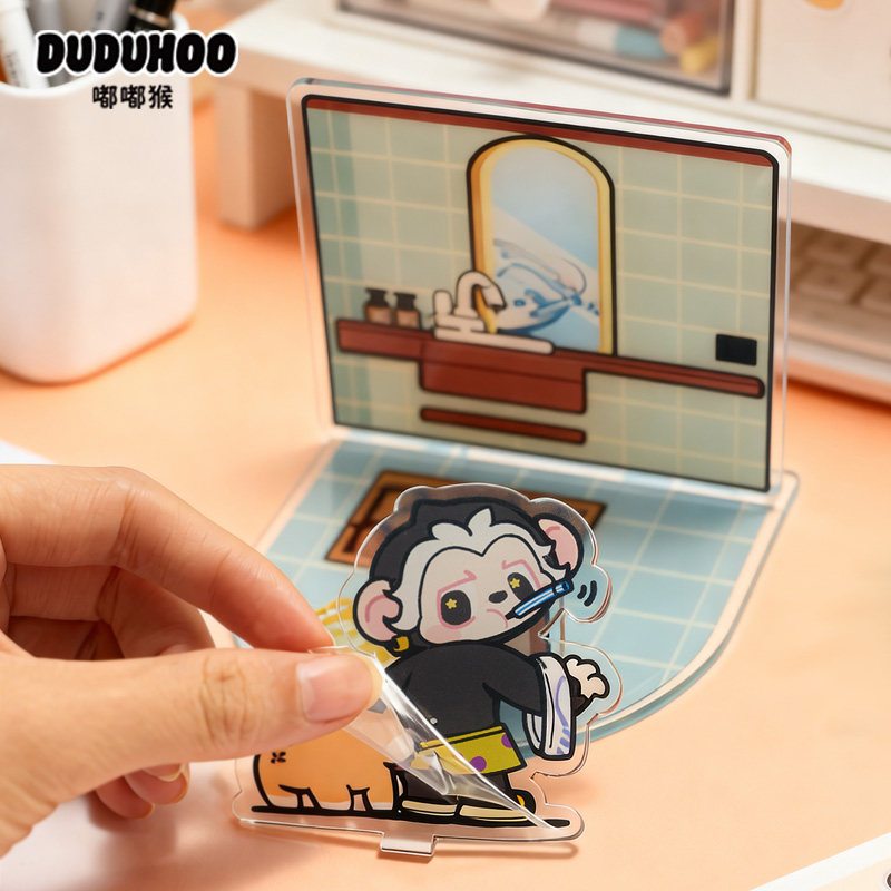 嘟嘟猴原创IP两用桌面镜子立牌架