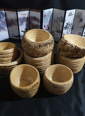 茶洗竹根笔洗中号竹器工艺品茶具创意客厅家用圆盘框竹制品竹根雕