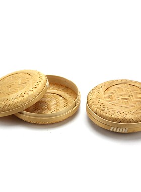 精编黄丝小竹篓竹茶叶罐纯手工普洱带盖零食罐小筐茶篓竹工艺品
