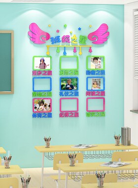 每周班级之星墙贴开学班级布置教室装饰幼儿园照片墙小学校文化墙