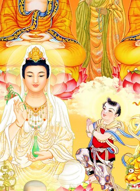 高清全堂佛满堂佛菩萨画像挂画 众佛图全佛图 佛堂供奉水陆卷轴画