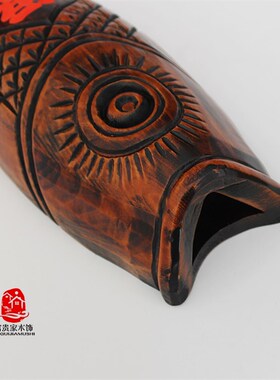 创意墙壁插花壁挂式花瓶木质大码墙上装饰品立体鱼仿真花干花挂件