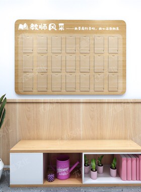 幼儿园PVC木纹印刷教师风采展示栏墙贴环创装饰装饰公告栏宣传栏