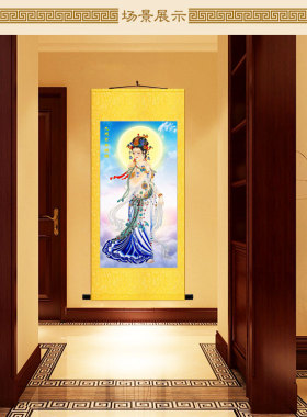 九天玄女娘娘神像画 神话人物画像 绢布卷轴挂画装饰画水陆画定制