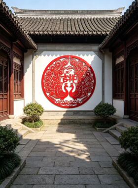 吉祥如意铁艺壁挂挂件墙饰镂空装饰户外防水防锈庭院墙面不掉漆