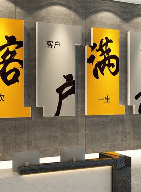 办公室司氛围布置进门形象墙面装饰画励志企业文化背景设计效果图