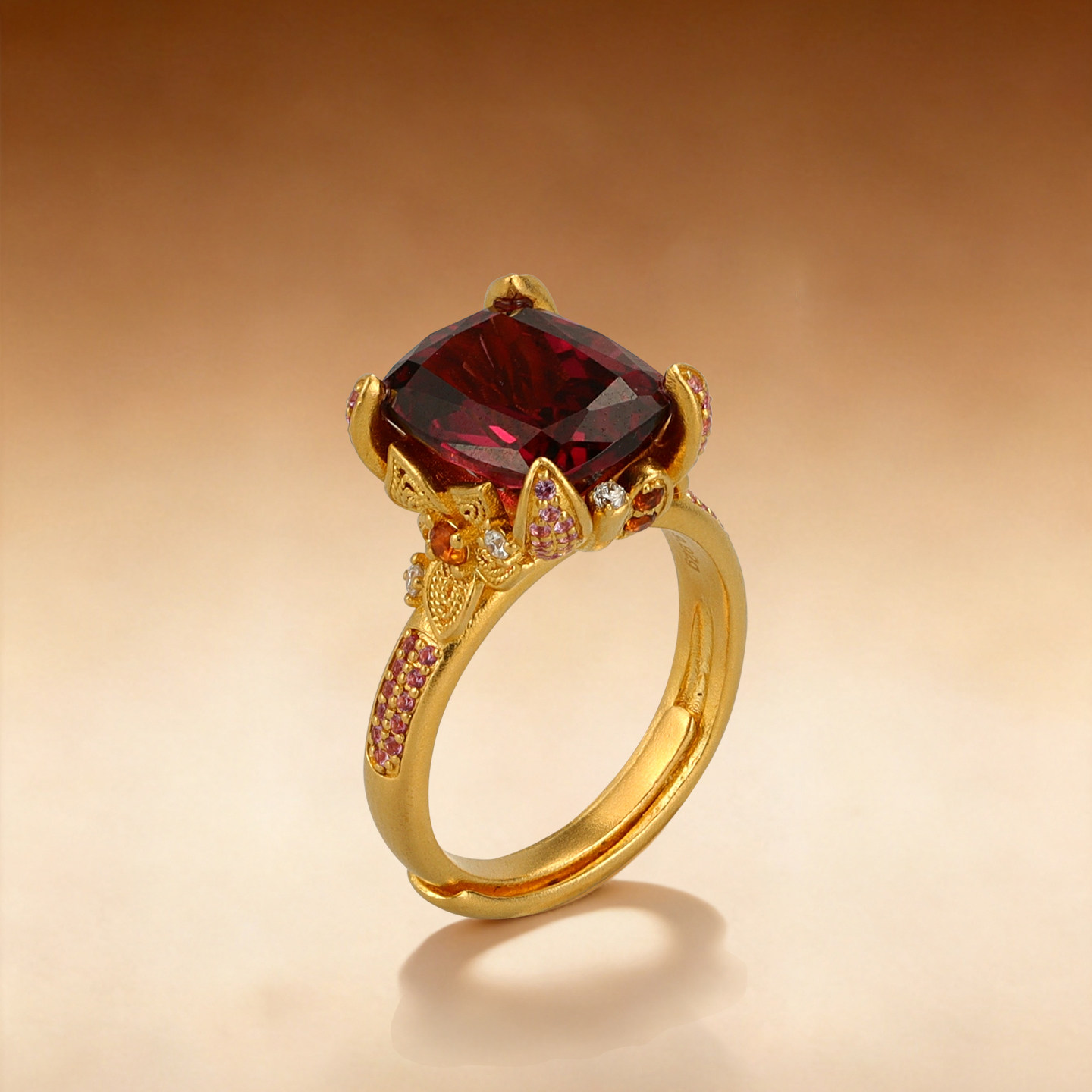 De Share Lilac Jewelry Gold Ring Women's Pure Gold 999 Ring Inlaid Ring Wake Up Original