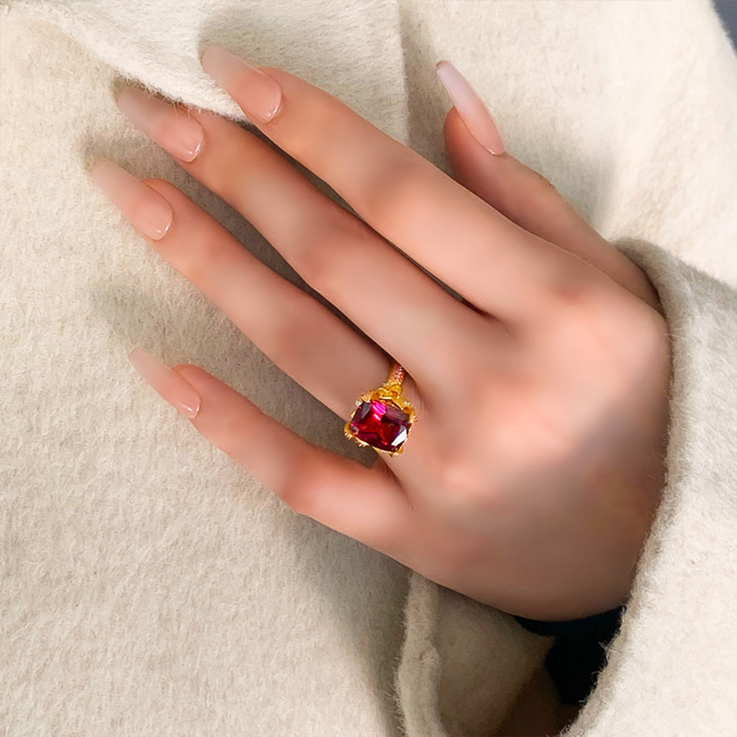 De Share Lilac Jewelry Gold Ring Women's Pure Gold 999 Ring Inlaid Ring Wake Up Original