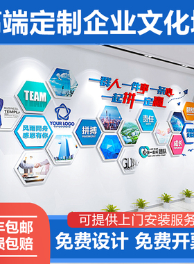 企业文化墙定制设计制作公司文化背景墙装饰3d立体员工风采照片墙
