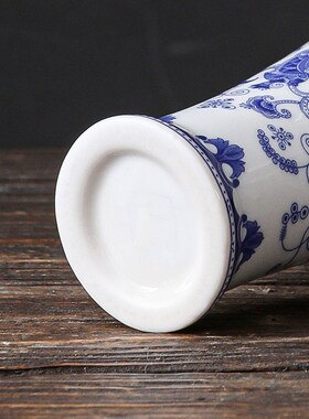 花瓶摆件青花瓷客厅插花白瓷仿古复古风工艺品陶瓷干花茶道花器