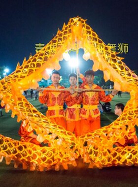 舞龙LED灯光舞龙道牛津布烫金灯光龙 夜光龙 龙灯道具 LED灯光龙
