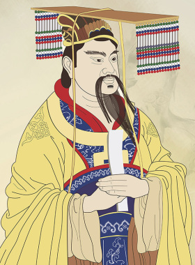 人文始祖轩辕黄帝中堂画华夏初祖丝绸画农村供奉祖先画像卷轴挂画