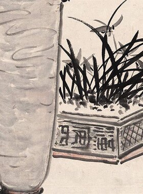 何香凝柳亚子水墨梅竹图国画卷轴花鸟画名画复制品中式玄关挂画