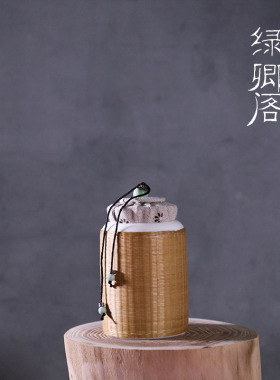 瓷胎竹编白瓷茶叶罐竹丝扣瓷绿茶罐竹丝编普洱储存罐手工非遗竹编